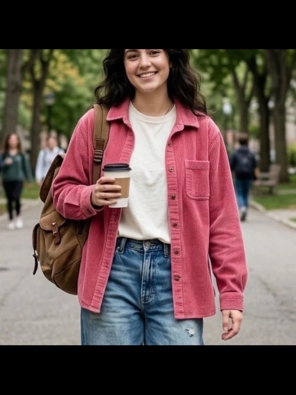 L.L. Bean Corduroy Shirt Shacket Rose Pink Wide Wale Y2K Medium Button Front